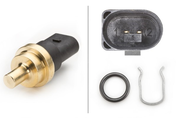 Sensor, kølevæsketemp. 12V, Bag, Foran, Nede, Oppe HELLA HELLA