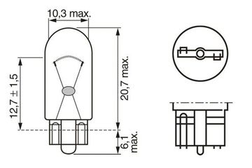 Pære, baklys - Glødelampe BOSCH Pure Light WS W5W W2,1x9,5d, Bag, BOSCH