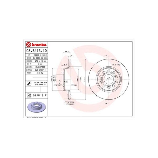 Bremseskive Solid, Bagaksel BREMBO BREMBO Bremseskive Solid, Bagaksel BREMBO BREMBO