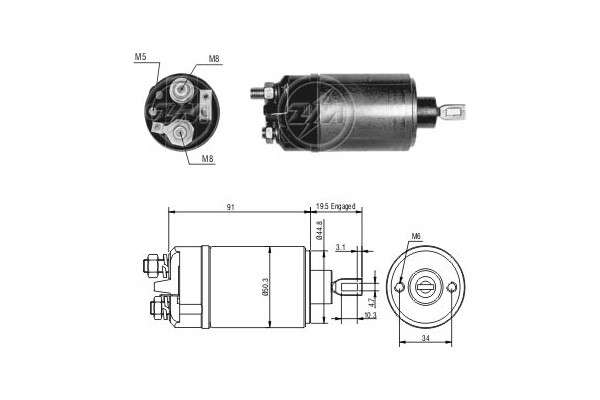 Magnetafbryder, starter 12V