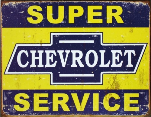Pladeskilt/gm Super Chevy Servi