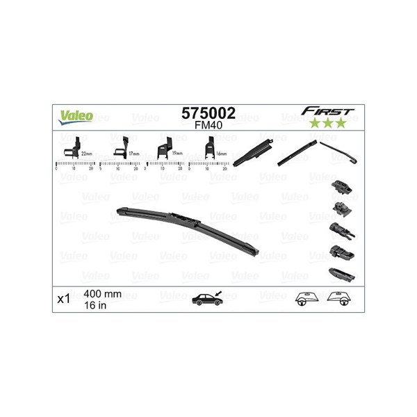 Viskerblad, Foran, Førerside, Midten, Passagerside VALEO VALEO