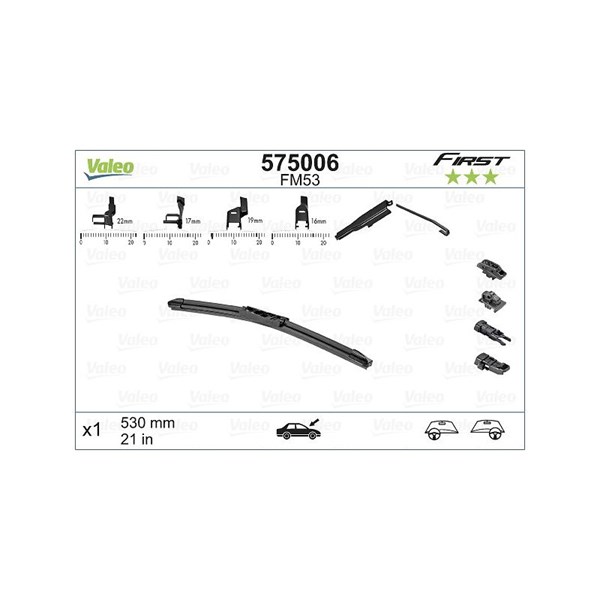 Viskerblad, Bag, Førerside, Midten, Passagerside VALEO VALEO