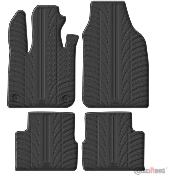 Bilmåtter GledRing Fiat 500e 2020– gummi 4 dele for og bag, Foran GledRing