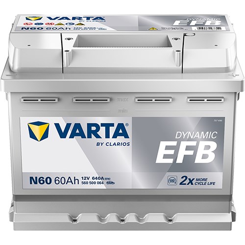 Startbatteri Varta Dynamic Efb N60 12v 60ah 640a, Bagagerum VARTA