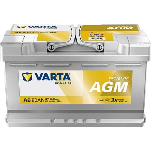 Startbatteri Varta Dynamic AGM A6 (F21) 12V 80Ah 800A, Bagagerum VARTA