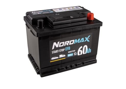 Startbatteri. Nordmax EFB   12V 60Ah 560A Nordmax