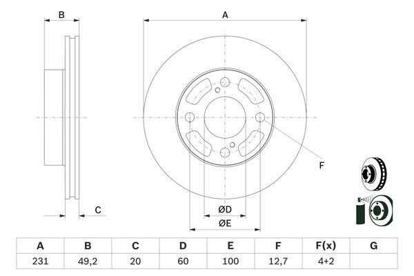 Bremseskive Ventileret, Foraksel BOSCH BOSCH