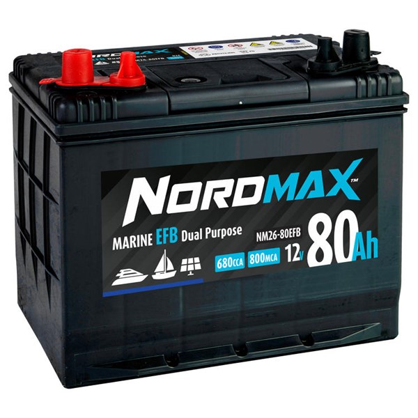 Startbatteri Nordmax Efb Marin 12v 80ah 680a Nordmax