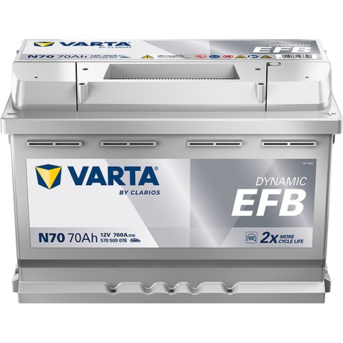 Startbatteri Varta Dynamic Efb N70 12v 70ah 760a, Bagagerum VARTA