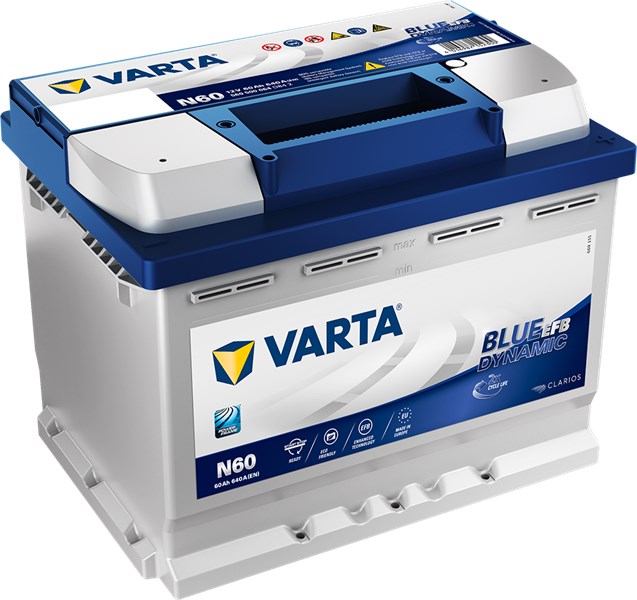 STARTER BATTERY VARTA BLUE DYN EFB N60 12V 60AH 640A, Bagagerum VARTA