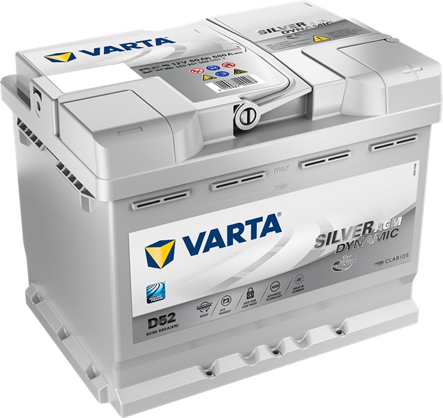 STARTBATTERI VARTA SILVER DYN AGM D52 12V 60AH 680A, Bagagerum, F VARTA