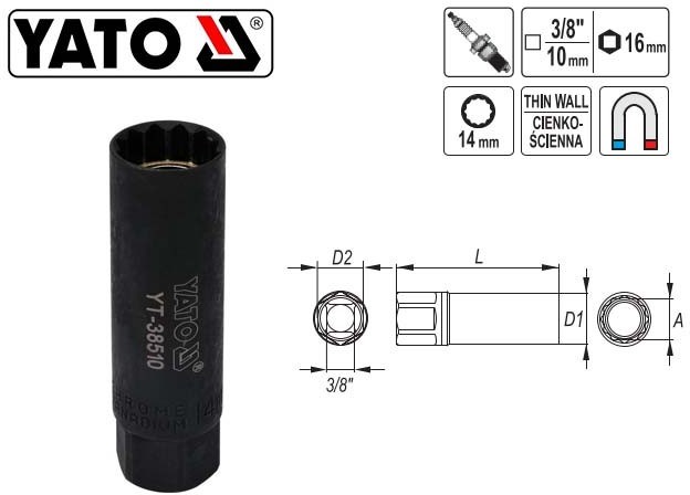 Tændrørsnøgle Yato