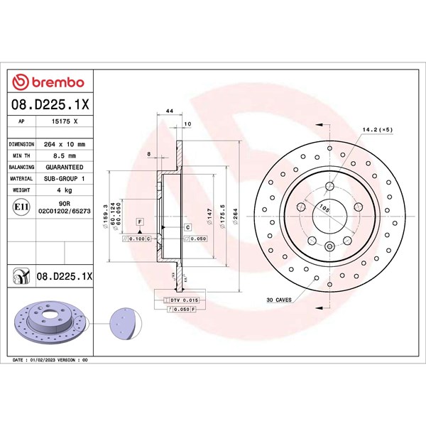 Bremseskive Solid, Bagaksel BREMBO BREMBO