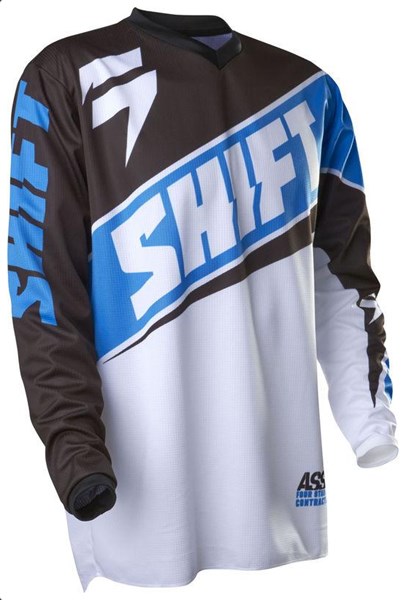 MC trøje Shift Assault Race blåhvid L – T-shirt