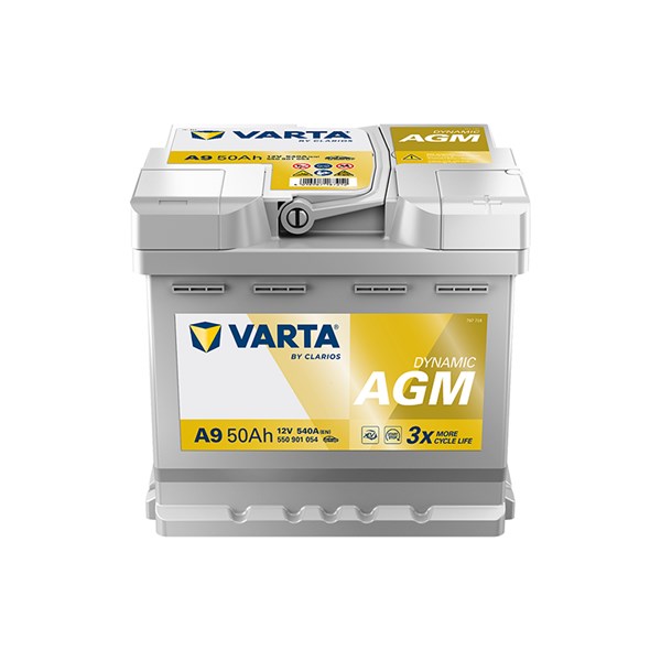 STARTBATTERI Varta Dynamic AGM A9 (E39) 12V 50Ah 540A, Bagagerum  VARTA
