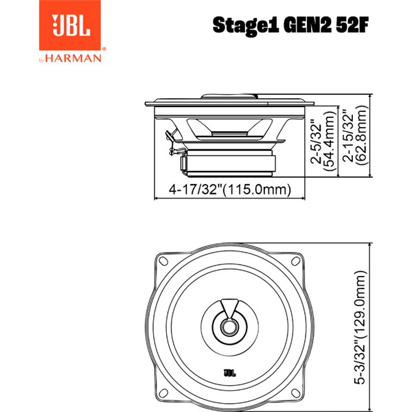 JBL Stage1 Gen2 52F 5.25inch 2-Way Højttalersæt 320W/40W RMS JBL JBL