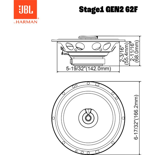JBL Stage 1 Gen2 62F 6.5inch 2-Way Højttalersæt 400W/50W RMS JBL JBL