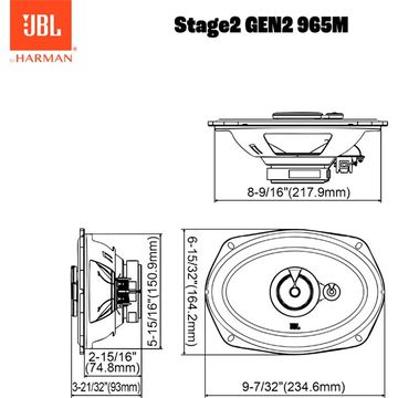 JBL Stage2 Gen2 965M 6 x 9 tomme 3-Way Højttalersæt 560W/70W JBL JBL