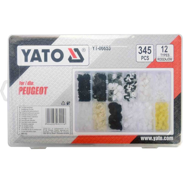 Assorteret clips til Peugeot 345 stk. YATO Yato