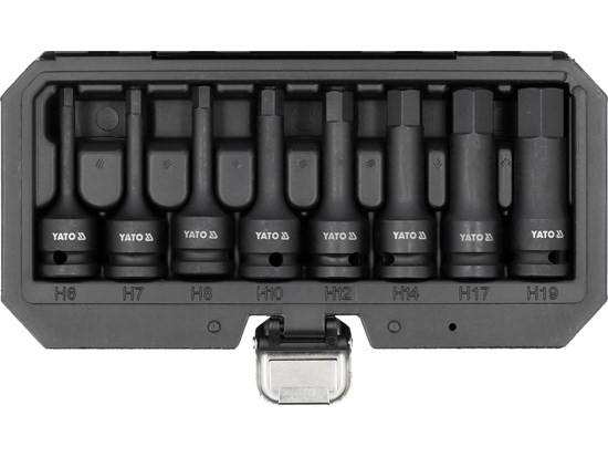 Topnøgler med bits, sekskant, 8 stk., 1/2" YATO Yato