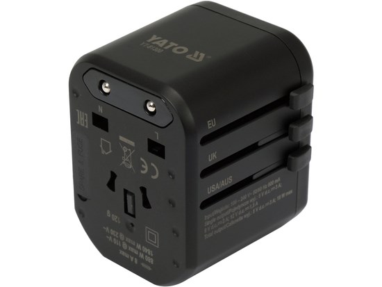 Rejseadapter med USB og 20W hurtigoplader YATO Yato