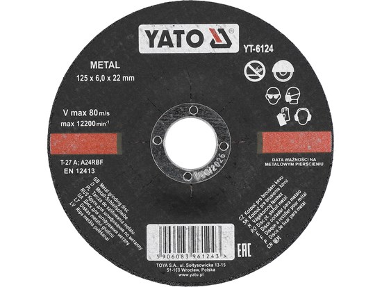Slibeskive til metal 125×6,0×22 mm YATO Yato