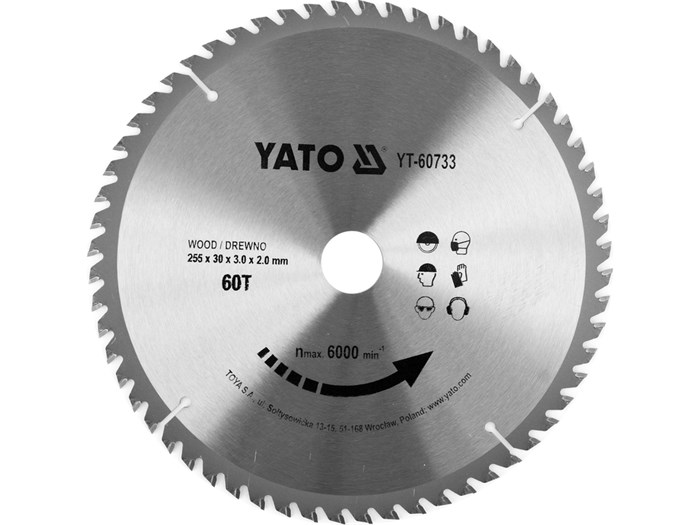TCT-blad til træ 255x60T x30 mm YATO Yato