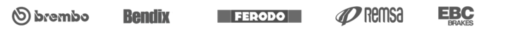 Logoer for producenter af bremsedele: Brembo, Bendix, Ferodo, Remsa, EBC Brakes