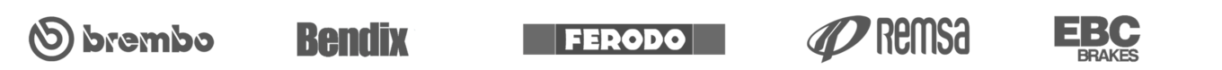 Logoer for producenter af bremsedele: Brembo, Bendix, Ferodo, Remsa, EBC Brakes