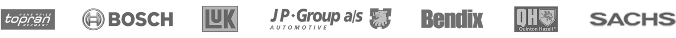 Logoer for producenter af drivknuder og drivlinekomponenter: Topran, Bosch, LUK, JP Group, Bendix, Quinton Hazell, Sachs