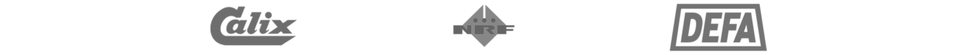Logoer for producenter af AC- og kølesystemer: Calix, NRF, DEFA
