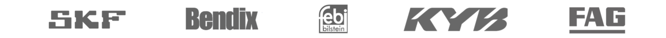 Logoer for producenter af bildelar: SKF, Bendix, Febi Bilstein, KYB, FAG